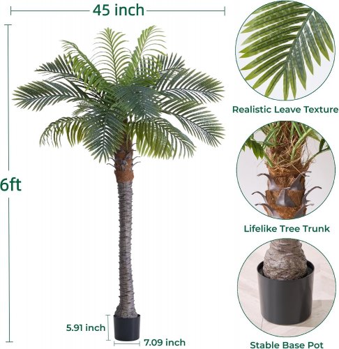 2PK ARTIFICIAL COCONUT PALM TREES - 6FT image 2