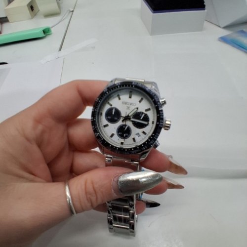 ADULTS SEIKO PROSPEX SPEEDTIMER SOLAR CHRONOGRAPH PANDA WATCH - 39 MM -SILVER-TONE WHITE/BLACK (MODEL: SBDL085) image 3