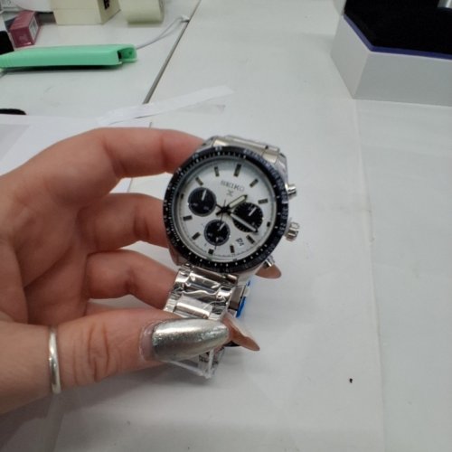 ADULTS SEIKO PROSPEX SPEEDTIMER SOLAR CHRONOGRAPH PANDA WATCH - 39 MM -SILVER-TONE WHITE/BLACK (MODEL: SBDL085) image 4