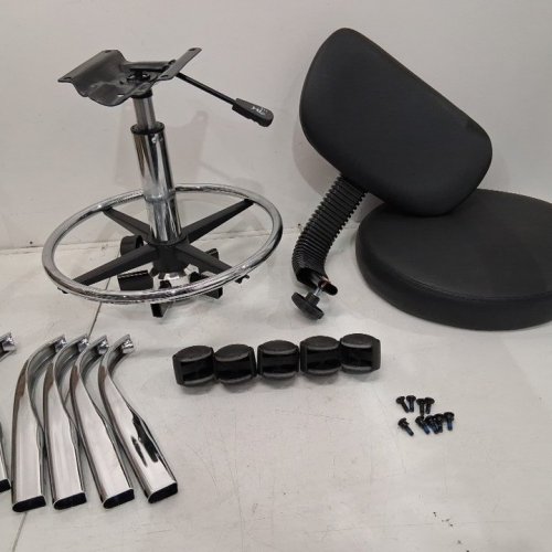 INTERION MEDICAL STOOL WITH BACKREST AND FOOTRING - 250LBS MAX - 28" TO 34" - BLACK/CHROME (MODEL: B522158) image 2