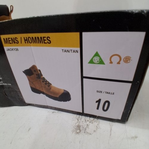 MEN'S WORKLOAD STEEL TOE SAFETY WORK BOOTS - SIZE 10 - TAN AND BLACK (STYLE: JACKY26) image 2