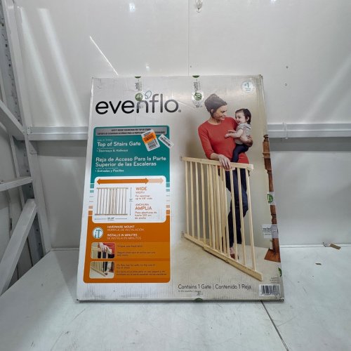 EVENFLO WALK-THRU TOP OF STAIRS EXTRA WIDE BABY & PET GATE - 32" X 30" - 48" - NATURAL WOOD BROWN (MODEL: 1050500 1050) image 3