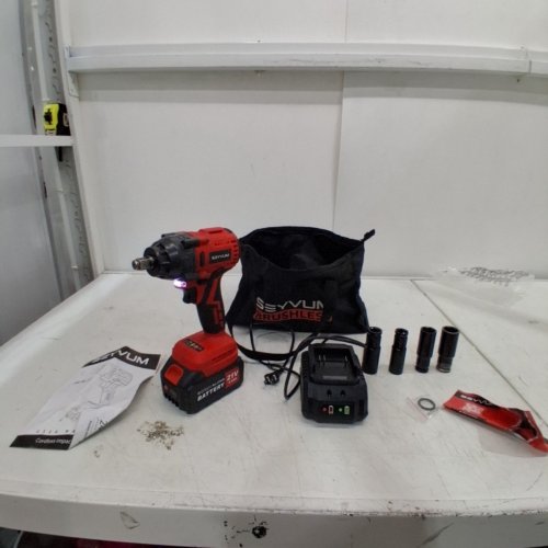 SEYVUM CORDLESS BRUSHLESS IMPACT WRENCH WITH BATTERY - 21V - RED/BLACK (MODEL: IW-BL12) image 4