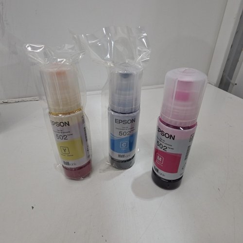 3PC EPSON 502 COMBO PACK INK REFILL BOTTLES FOR SELECT ECOTANK PRINTERS - 70ML EACH - CYAN, MAGENTA, YELLOW (MODEL: T502520-S/T5025020-CP) image 2