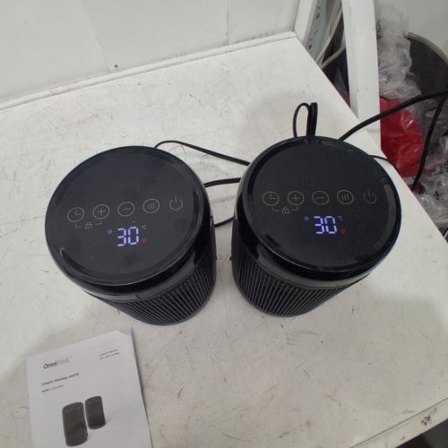 2PK OMNIHEAT DIGITAL CERAMIC PERSONAL HEATERS - 4 SETTINGS - 1500W - BLACK (MODEL: 1914943) image 2