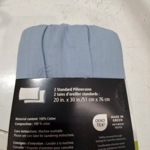 2PC PIZUNA COTTON ENVELOPE PILLOWCASES - STANDARD - DUSTY BLUE image 4
