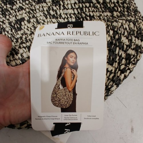 WOMEN'S BANANA REPUBLIC RAFFIA TOTE BAG - BLACK/BROWN (MODEL: 1966925) image 3