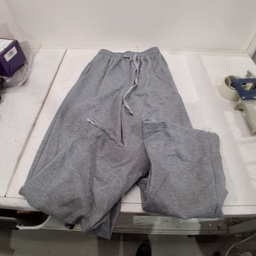 BOY'S STRING CUFF SWEATPANTS WITH ELASTIC WAIST - LARGE - GREY image 2