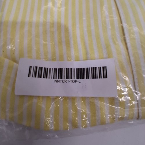 UNISEX DOGTHREADS BY GOOD THOMAS NANTUCKET STRIPED BUTTON-UP SHIRT - LARGE - YELLOW/WHITE (STYLE: HMPTNS-TOP-L) image 3