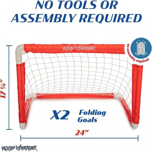 5PC ROAD WARRIOR FOLDING MINI HOCKEY SET, 2 GOALS, 2 STICKS, 1 BALL - 24" X 11" - RED/BLUE - (MODEL: ROA-HOC-HIABS-R) image 2
