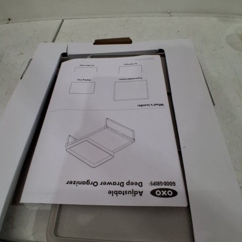 OXO GOOD GRIPS ADJUSTABLE DEEP DRAWER ORGANIZER- 20" X 14" -STAINLESS STEEL image 2