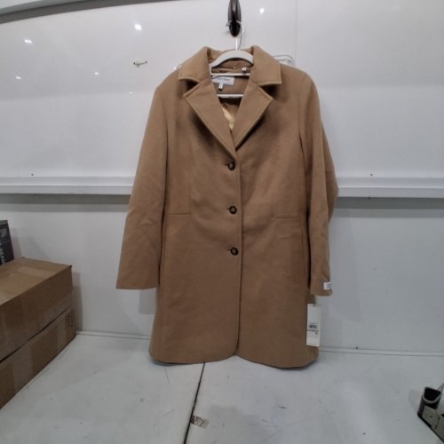 WOMEN'S CALVIN KLEIN SINGLE BREASTED PRECIOUS FIBER BLEND COAT - SIZE 12 - BROWN (STYLE: CW882699) image 2