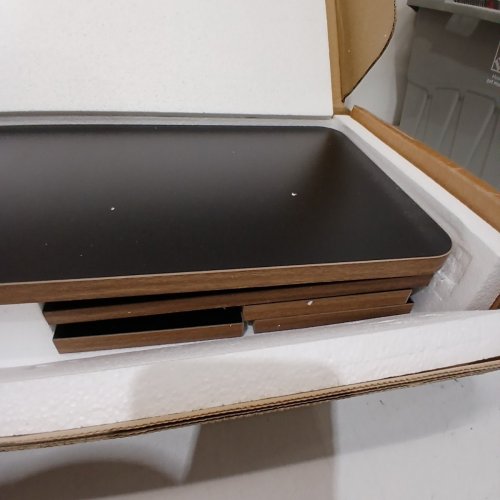 FENGE 2-TIER MONITOR RISER STAND WITH DRAWERS FOR DESKTOP ORGANIZATION - 42" X 9" X 5" - BROWN/BLACK - (MODEL: G04K2104D) image 3