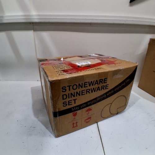 24PC HAWARE STONEWARE DINNERWARE SET - ASSORTED SIZE - BLUE image 4