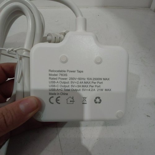 META-ANT THAILAND POWER ADAPTER WITH 3 AMERICAN OUTLETS 4 USB PORTS(2 USB-C - 3FT - WHITE (763S-C) image 2