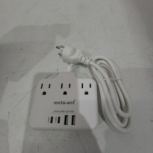META-ANT THAILAND POWER ADAPTER WITH 3 AMERICAN OUTLETS 4 USB PORTS(2 USB-C - 3FT - WHITE (763S-C) image 3