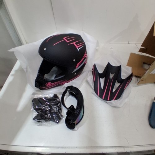 KIDS XINGSILUC MOTORCYCLE HELMET SET - DOT CERTIFIED - LARGE - PINK/BLACK image 3