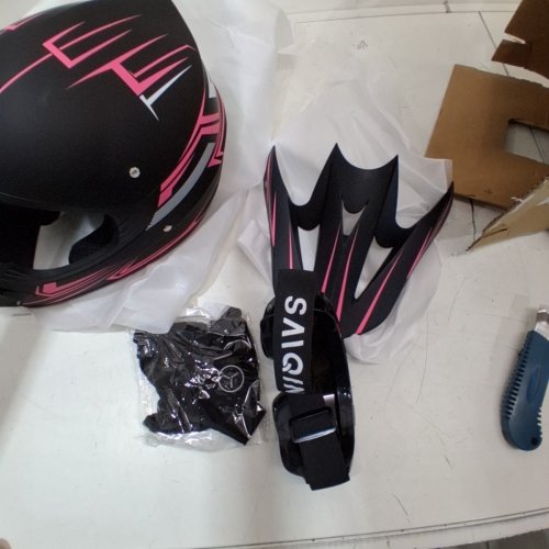KIDS XINGSILUC MOTORCYCLE HELMET SET - DOT CERTIFIED - LARGE - PINK/BLACK image 4