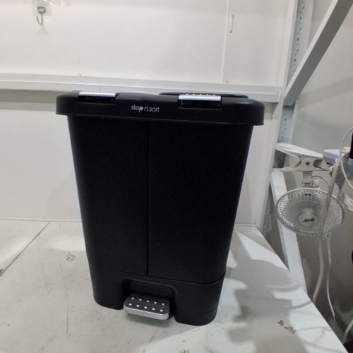STEP N' SORT DUAL TRASH AND RECYCLING BIN WITH HANDS FREE STEP PEDAL AND SOFT CLOSE LID - 40L - BLACK (MODEL:SNS402B) image 2