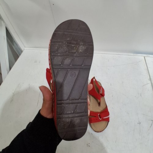 WOMENS THICK WEDGE HEEL SANDALS - SIZE 40 - RED image 3