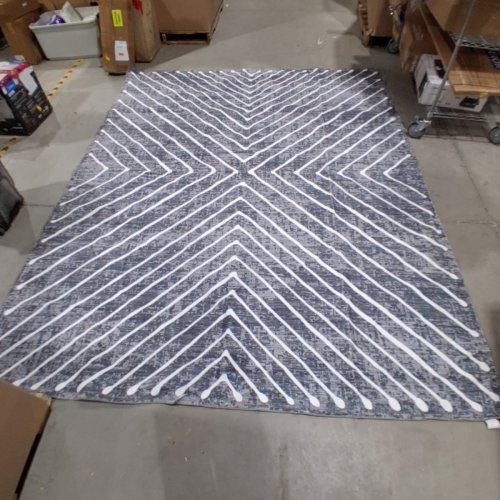 INDOOR GEOMETRIC MODERN AREA RUG - 8FT X 10FT - GRAY/WHITE image 2