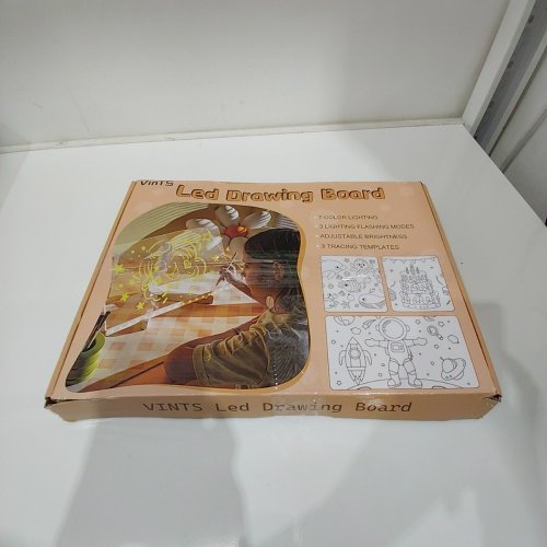 VINTS RECHARGEABLE LED DRAWING BOARD WITH 7 MARKERS - 15.75"X11.81" - WHITE image 4