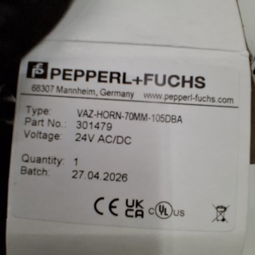 PEPPERL+FUCHS STACK LIGHT AUDIBLE ALARM WITH BAYONET SYSTEM - 70MM - BLACK (MODEL: VAZ-HORN-70MM-105DBA / 301479) image 2