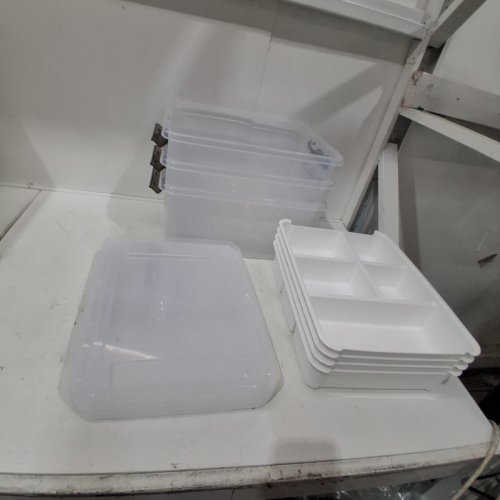 3PK CITYLIFE PLASTIC STORAGE BIN WITH ORGANIZING TRAY - 17QT - CLEAR image 2