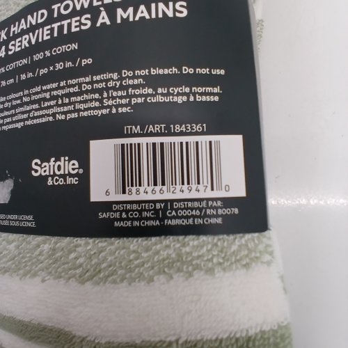4PK ROOTS HAND TOWELS - 16" X 30" - GREEN / WHITE (STYLE: 1843361) image 2