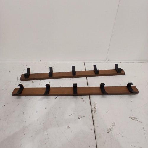 2PK RICHELIEU WALL MOUNTED COAT RACK BOARD HOOKS - 27" X 2.7" - SOLID WALNUT/MATTE BLACK (MODEL: 1910263) image 2