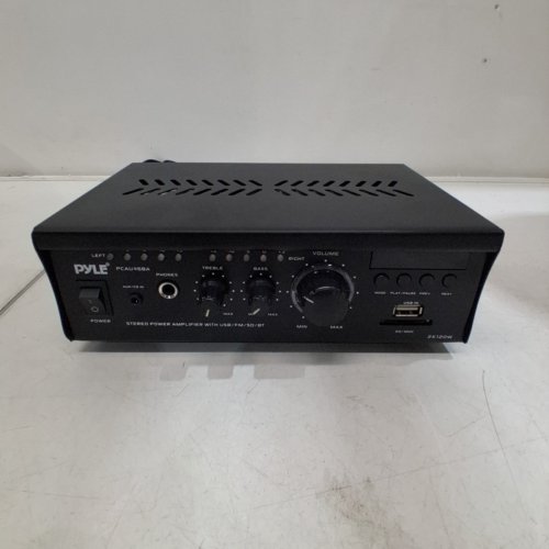 PYLE BLUETOOTH COMPUTER SPEAKER AMPLIFIER WITH REMOTE, USB/SD, AUX, RCA, HEADPHONE JACK - 2 X 120W - BLACK (MODEL: PCAU46BA) image 3
