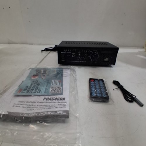 PYLE BLUETOOTH COMPUTER SPEAKER AMPLIFIER WITH REMOTE, USB/SD, AUX, RCA, HEADPHONE JACK - 2 X 120W - BLACK (MODEL: PCAU46BA) image 6