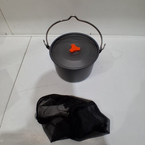 ALUMINUM ALLOY HANGING COOKING POT WITH LID - 4 L - GREY image 2