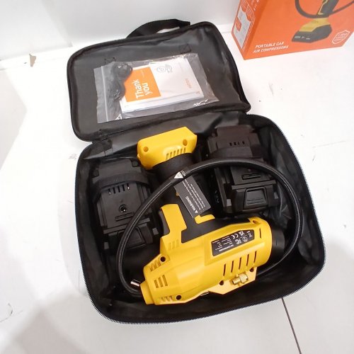 ASTRO AI C2 CORDLESS TIRE INFLATOR, PORTABLE AIR COMPRESSOR - 160PSI , 12VDC - DUAL POWER SUPPLY AUTO SHUT OFF - YELLOW (MODEL: JY16P160-18) image 3