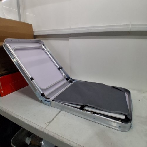 FOLDING CAMPING TABLE WITH STORAGE ALUMINUM LIGHTWEIGHT - 27.36" X 47.24" X 18.5" - WHITE (MODEL:CL0108-CA TA) image 2