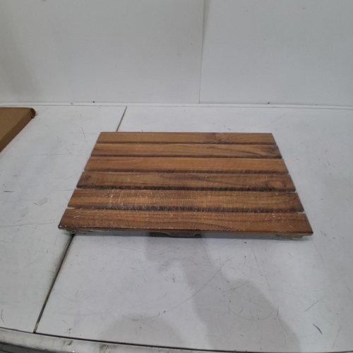 VAEFAE NON-SLIP TEAK WOODEN SHOWER MAT - 20" X 13" - BROWN image 3