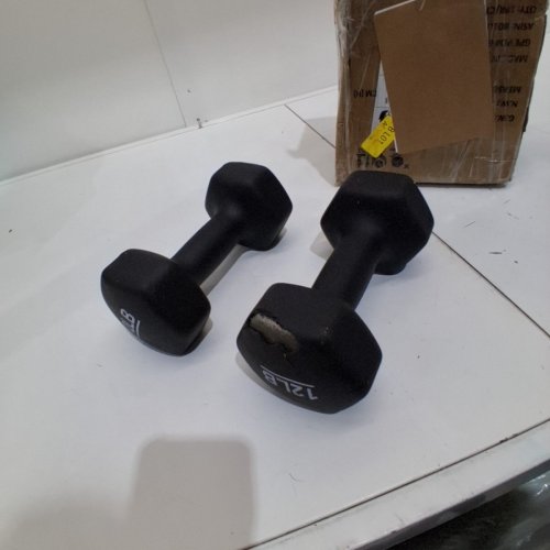 2PK NEOPRENE DUMBBELL WEIGHTS FOR AT HOME - 12LBS - BLACK image 2