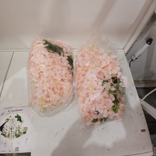 24PK U'ARTLINES ARTIFICIAL FAKE WISTERIA VINE RATTA HANGING GARLAND SILK FLOWERS STRING HOME PARTY WEDDING DECOR - 3.6FT - LIGHT PINK image 3