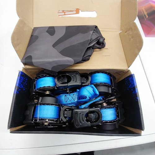 4PK RHINO USA RETRACTABLE RATCHET TIE DOWN STRAPS - HOLDS 1209LBS- 1" X 10FT - BLUE image 2