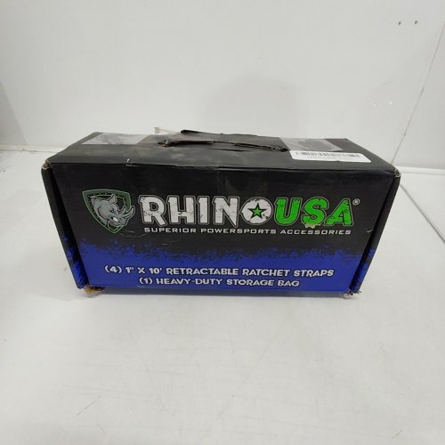 4PK RHINO USA RETRACTABLE RATCHET TIE DOWN STRAPS - HOLDS 1209LBS- 1" X 10FT - BLUE image 3