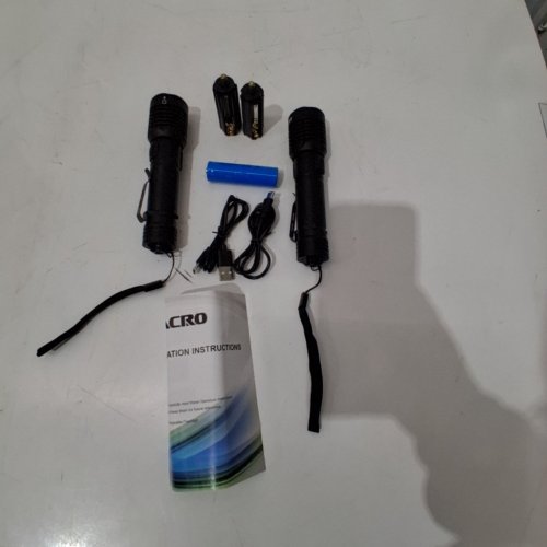 2PK ZACRO RECHARGEABLE SUPER BRIGHT ADJUSTABLE FLASHLIGHT WITH 7 LIGHTING MODES AND ZOOM FUNCTION - BLACK image 4
