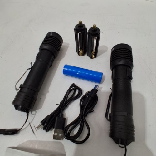 2PK ZACRO RECHARGEABLE SUPER BRIGHT ADJUSTABLE FLASHLIGHT WITH 7 LIGHTING MODES AND ZOOM FUNCTION - BLACK image 5
