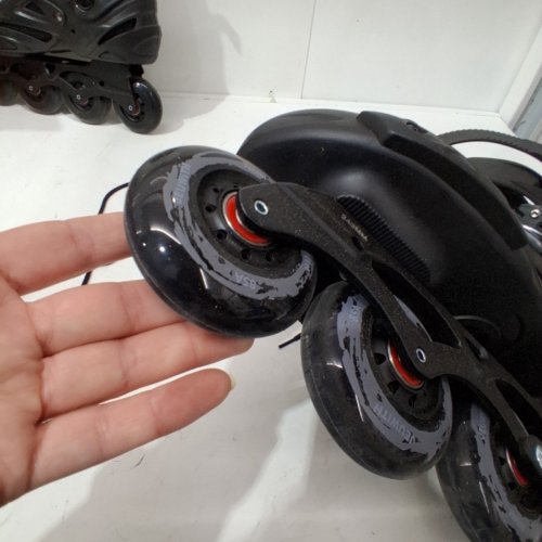 UNISEX ADULT JEUWITH 3 WHEEL INLINE SPEED RACING ROLLER SKATES - WOMEN'S 10.5/MEN'S 9 - BLACK image 6
