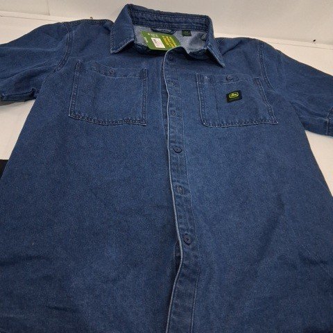 MEN'S JOHN DEERE SHORT SLEEVE DENIM SHIRT - MEDIUM - BLUE image 2