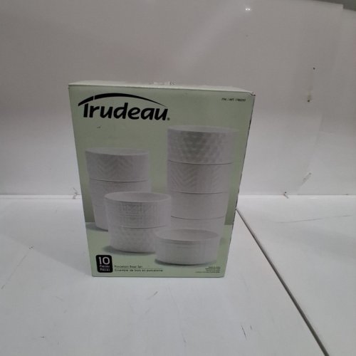 10PK TRUDEAU SET OF STONEWARE BOWLS- 4.02" DIAMETER -WHITE DESIGN-(MODEL:1780250) image 5