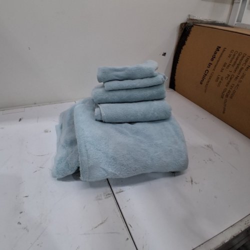 6PC COMBED COTTON LOOPS BATH TOWEL SET, 2 TOWELS, 2 HAND & 2 FACE - SKY BLUE image 4