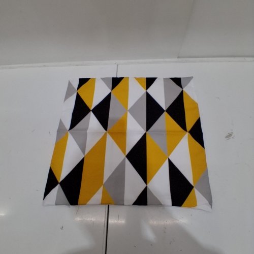 GEOMETRIC DECORATIVE PILLOW CASE - 18" X 17" - YELLOW/BLACK/WHITE/GRAY image 2
