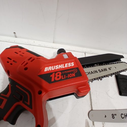 MINI BRUSHLESS PRUNING CHAINSAW - 6"/8" BLADES - 18V BATTERY - RED/BLACK - (MODEL:MWQ303) image 3
