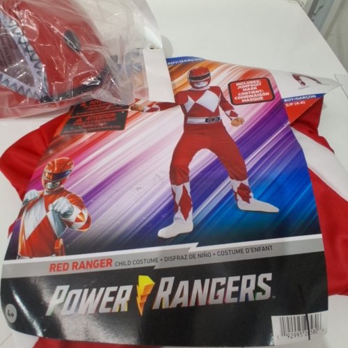 2PC ADULT DISGUISE POWER RANGER COSTUME - SMALL - RED image 3