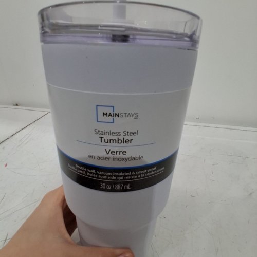MAINSTAYS STAINLESS STEEL TUMBLER - 30 OZ - WHITE (ITEM: WMCA04325) image 4